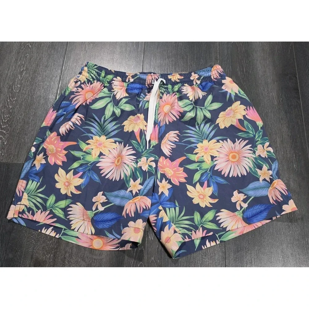 Chubbies Swim Trunks Men L Blue Floral 5.5 